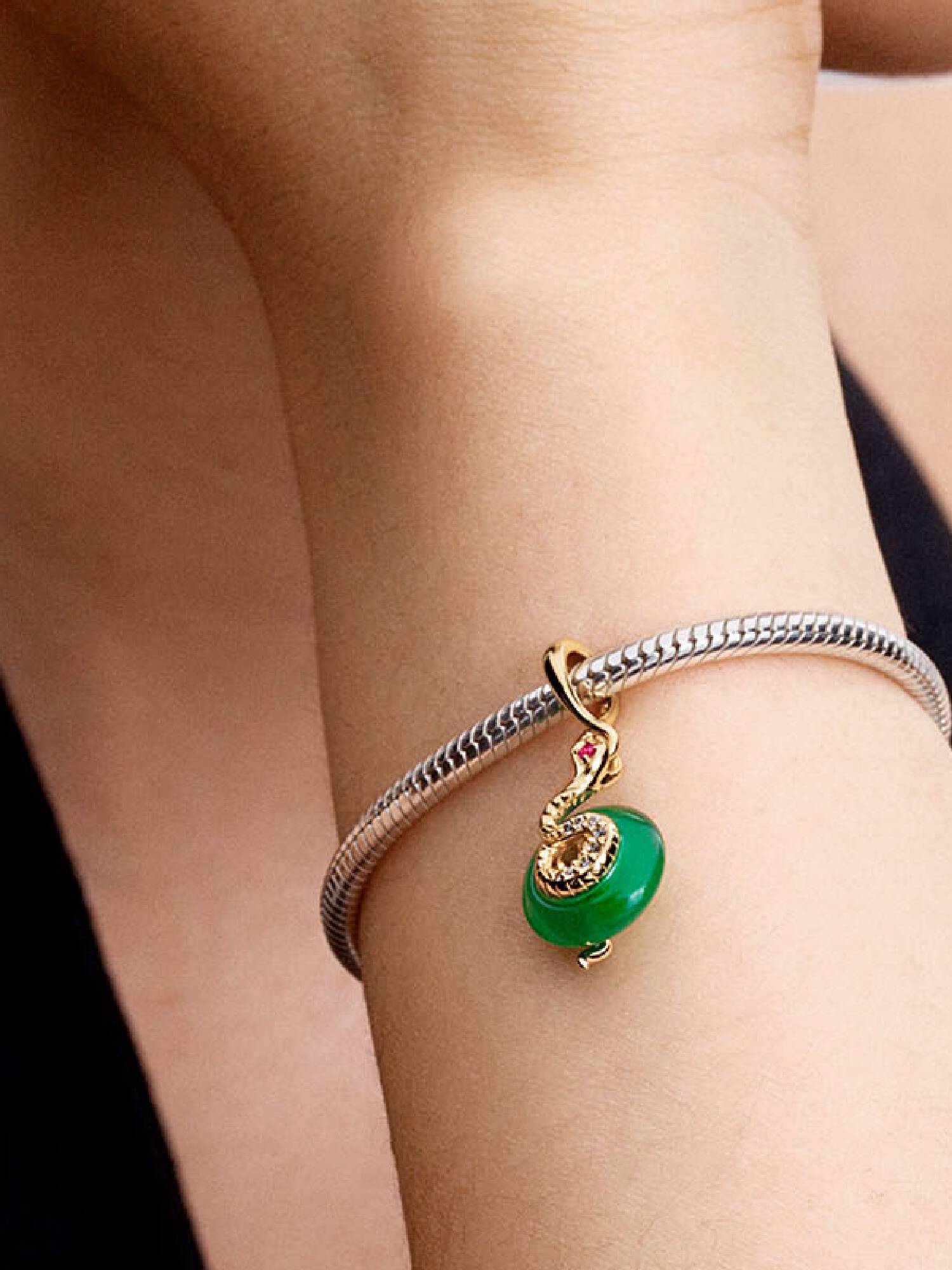 Grüner Murano-Glas Schlange Charm-Anhänger