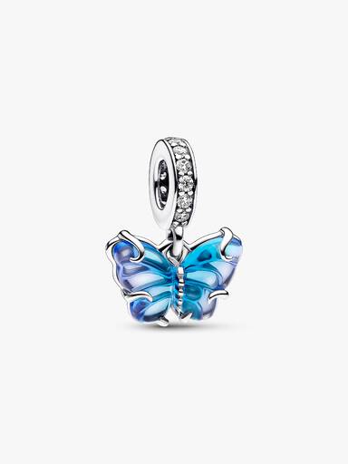Blauer Murano-Glas Schmetterling Charm-Anhänger