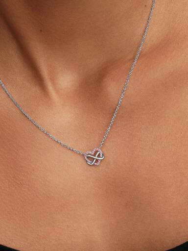 Funkelnde Rosafarbene Unendlichkeits-Herz Collier-Halskette