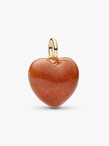 Orangefarbenes Rundliches Herz Charm-Anhänger