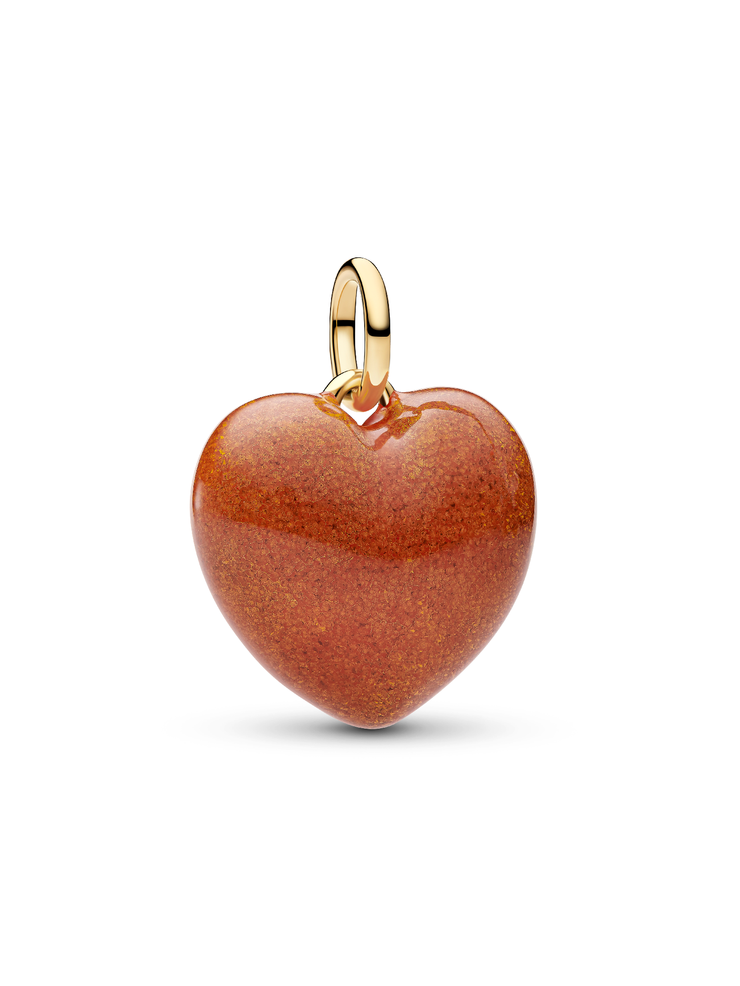 Orangefarbenes Rundliches Herz Charm-Anhänger