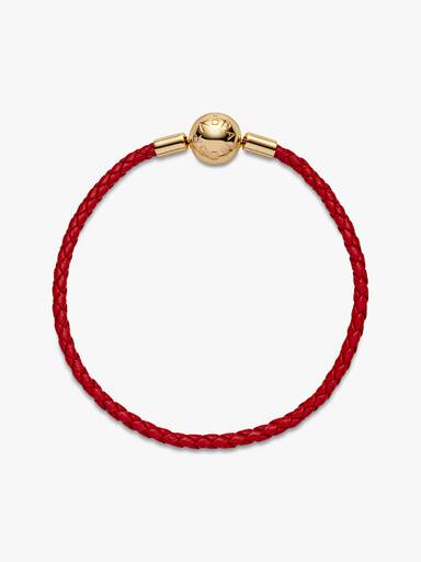 Pandora Moments rotes geflochtenes Lederarmband