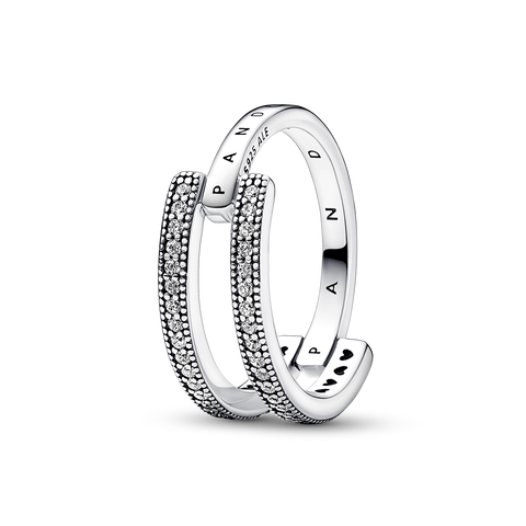 Pandora Signature Logo & Pavé Doppelband-Ring