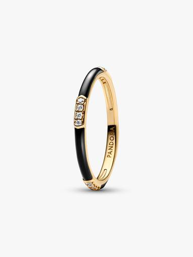 Schwarze Emaille & Steine Ring