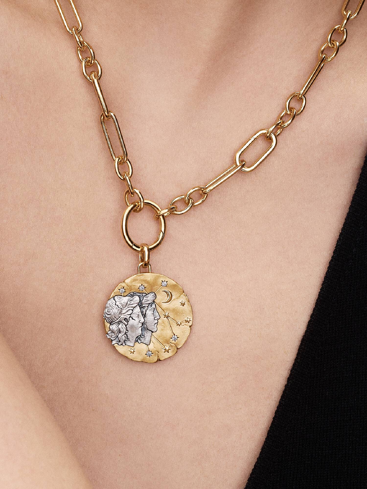 Sternzeichen Zwillinge Großes Medaillon-Charm