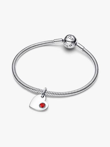 Gravierbares Herz Roter Stein Charm-Anhänger