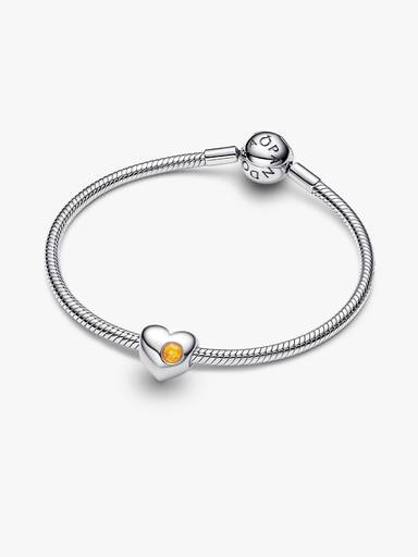 Gravierbares Honiggelber Stein Herz-Charm