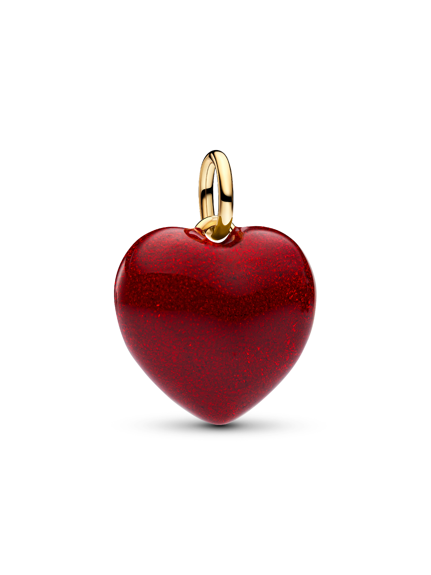 Rotes Rundliches Herz Charm-Anhänger