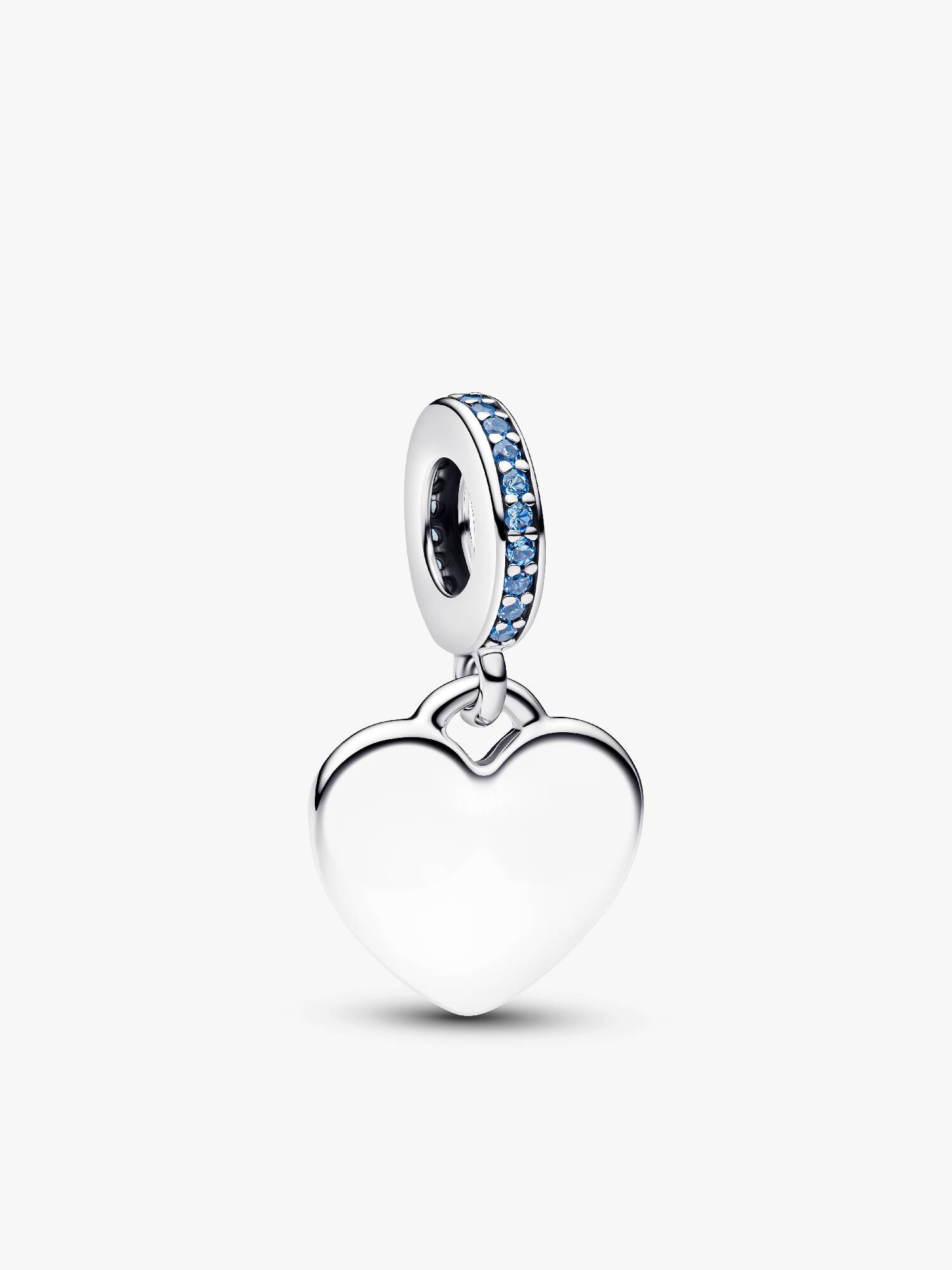 Gravierbares Herz Blauer Stein Charm-Anhänger