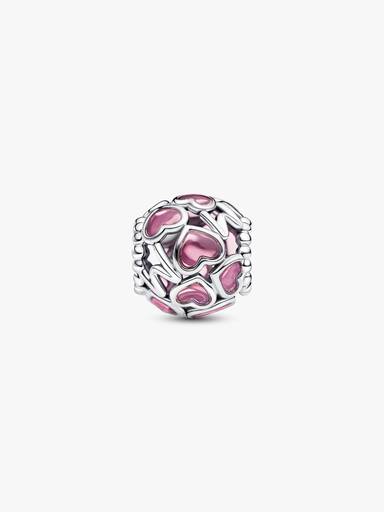Rosa Offen gearbeitetes Herz Mom Charm