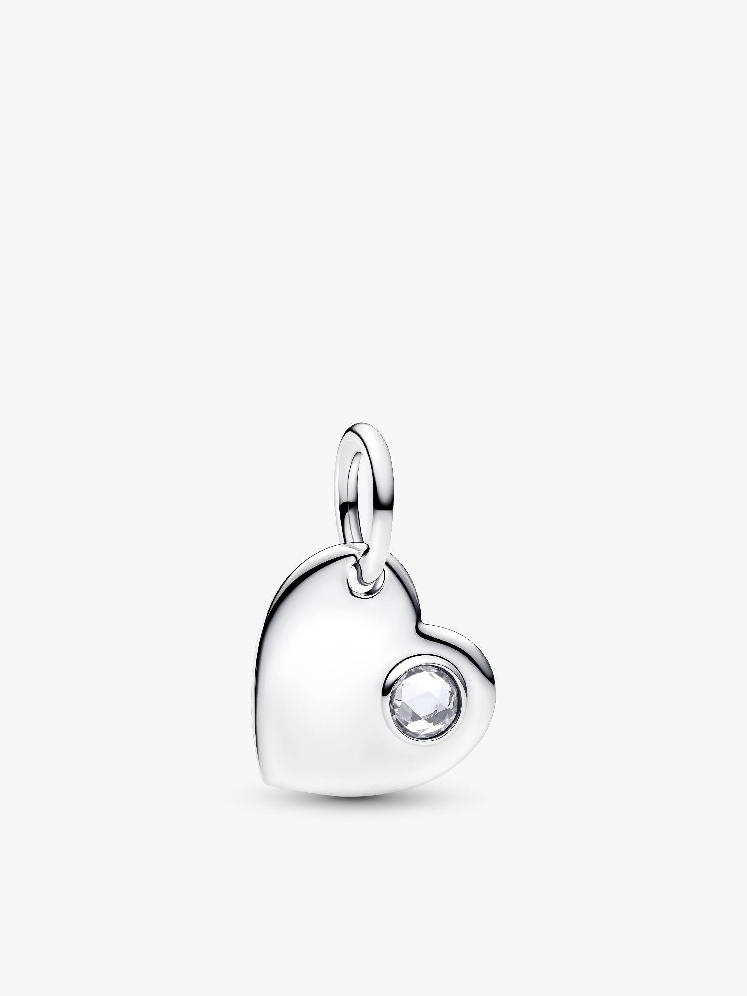 April Gravierbares Herz Klarer Stein Charm-Anhänger