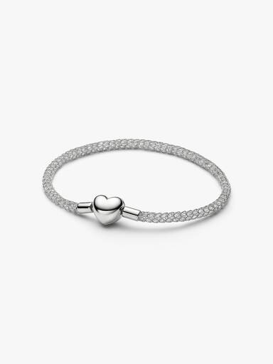 Funkelndes Herzverschluss Mesh-Armband