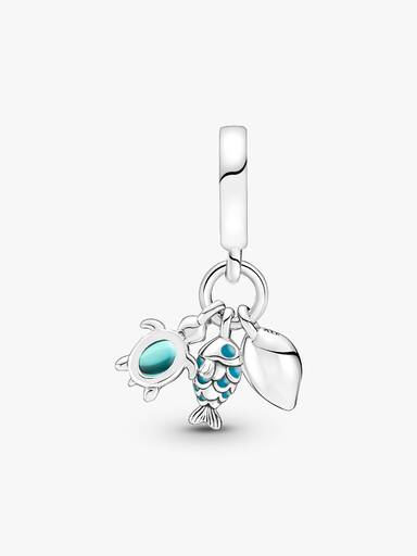 Fisch, Meeresschildkröte & Muschel Dreifacher Charm-Anhänger