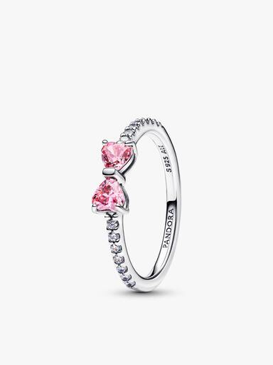 Glitzernde Rosa Schleife Ring Set