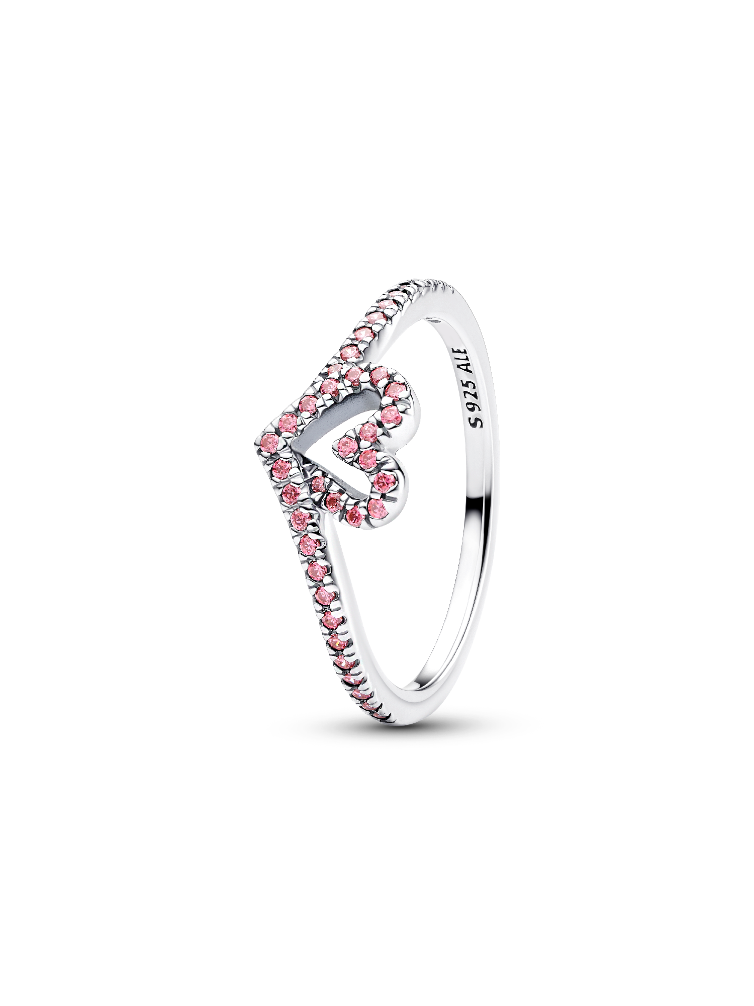 Funkelnder Rosafarbenes Herz Wishbone-Ring