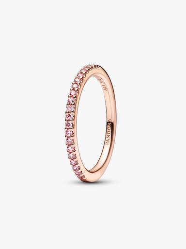 Funkelnder Rosafarbener Pavé-Band Ring
