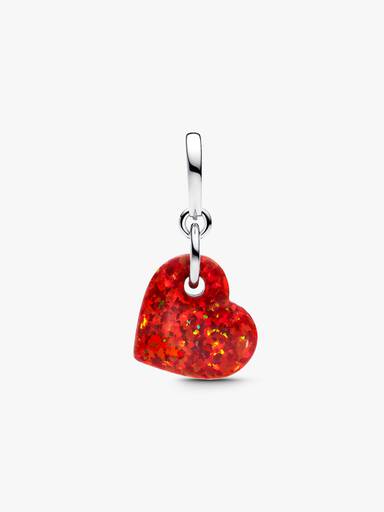 Schillerndes Rotes Herz Charm-Anhänger