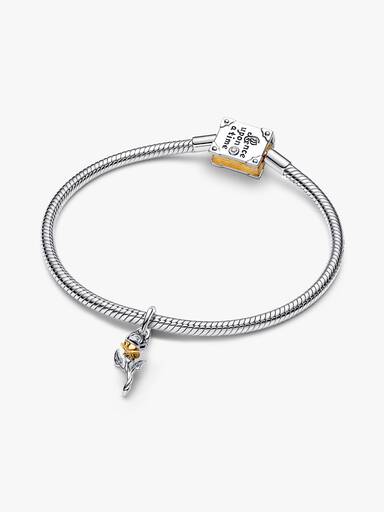 Disney Belle Verzauberte Rose im Labor gezüchteter Diamant Charm-Anhänger