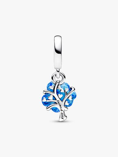 Blauer Murano-Glas Stammbaum Charm-Anhänger