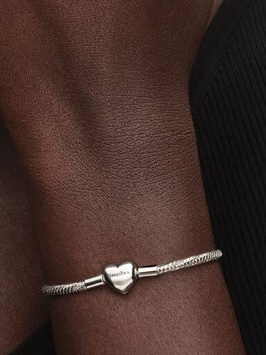 Facettiertes Schlangen-Gliederarmband mit Herzverschluss
