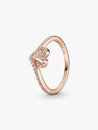 Funkelnder Wishbone Herz Ring