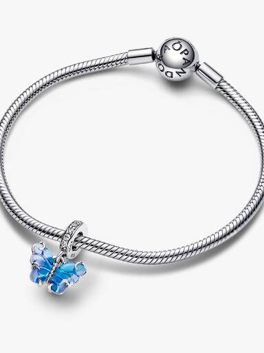 Blauer Murano-Glas Schmetterling Charm-Anhänger