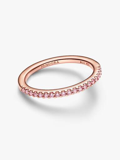 Funkelnder Rosafarbener Pavé-Band Ring