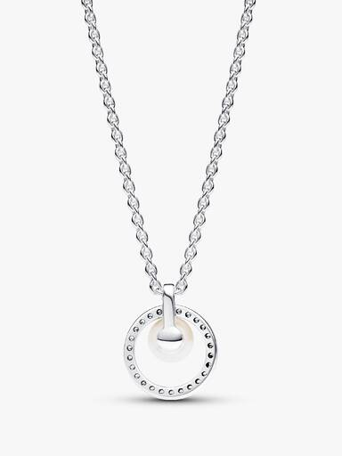 Behandelte Süßwasserzuchtperle & Pavé Collier-Halskette