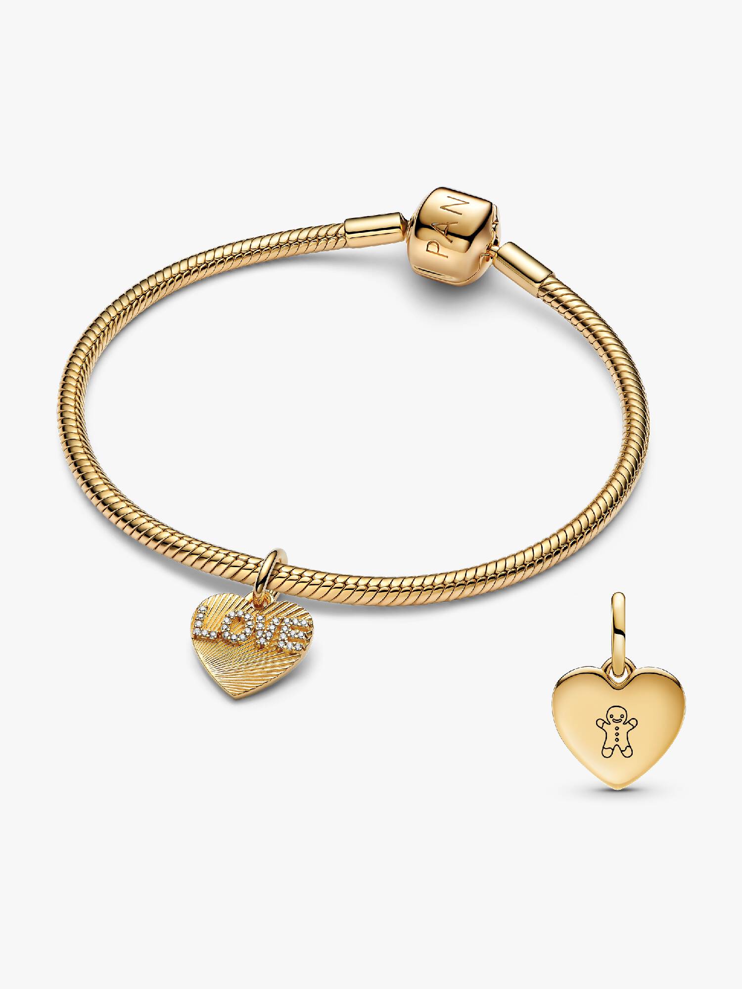 BE LOVE Gravierbares goldenes Liebesherz-Armband-Set