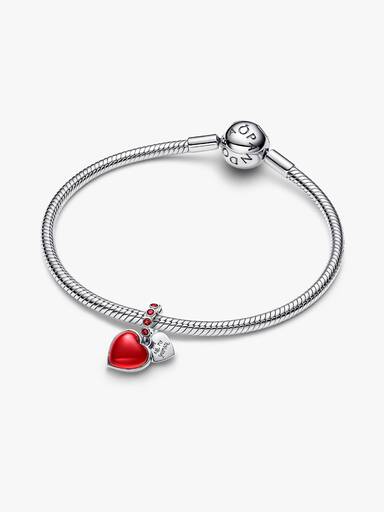 Rotes Murano-Glas Herz Doppel-Charm-Anhänger