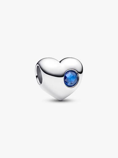 Gravierbares Blauer Stein Herz-Charm