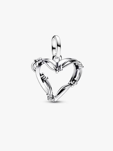 Stacheldrahtherz Medaillon-Charm