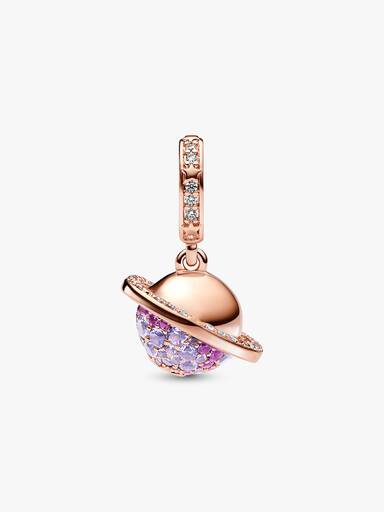 Planet Saturn funkelnder Charm-Anhänger