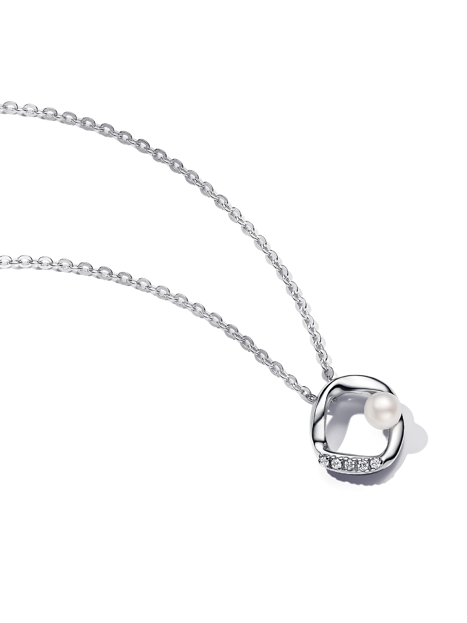 Organisch Geformter Pavé Kreis & Behandelte Süßwasserzuchtperlen Collier-Halskette