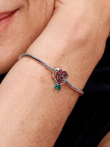 Funkelnde Blühende Rose Charm