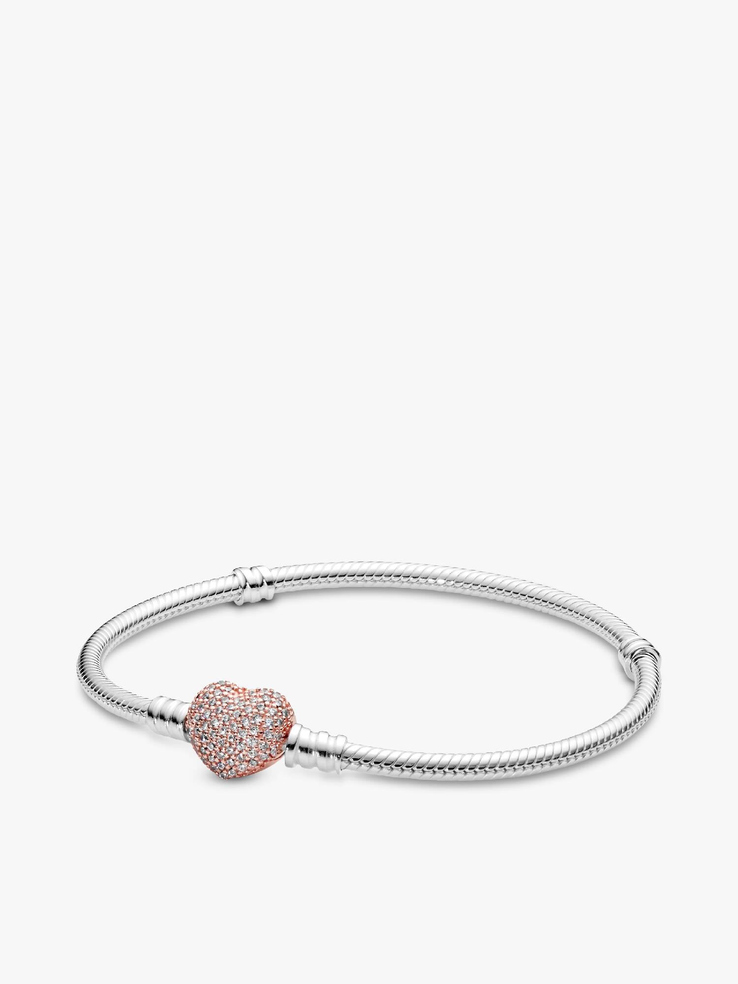 Pandora Moments Pavé-Herz-Verschluss Schlangen-Gliederarmband