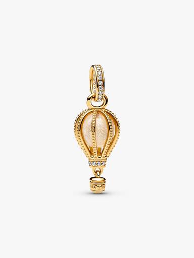 Funkelnder Klarer Heißluftballon Charm-Anhänger