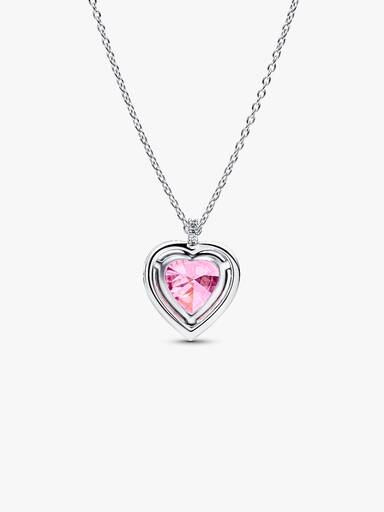 Rosafarbener Strahlenkranz Herz Collier-Halskette