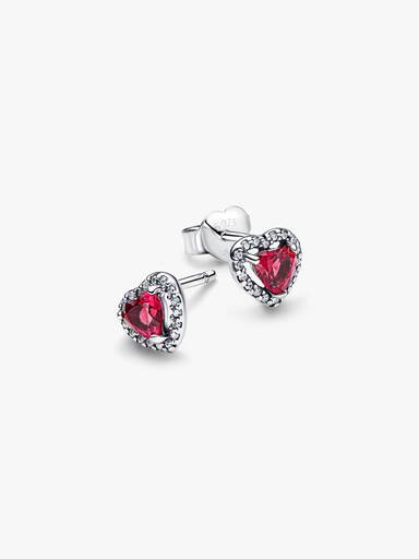 Erhabenes Rotes Herz Ohrstecker